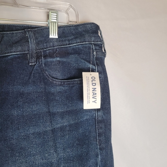 NWT Old Navy Women's Darkwash Midrise Rockstar Skinny Jeans Distress Size 16Tall - Picture 5 of 12